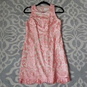 Eliza J Lace Overlay sheath dress